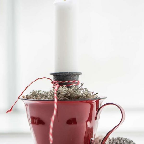 emaliuotas puodelis cup christmas candle spear žvakės laikiklis smeigtukas metalinis kaledos kalėdinis gėlės ir manufaktūra iblaursen 0434-33