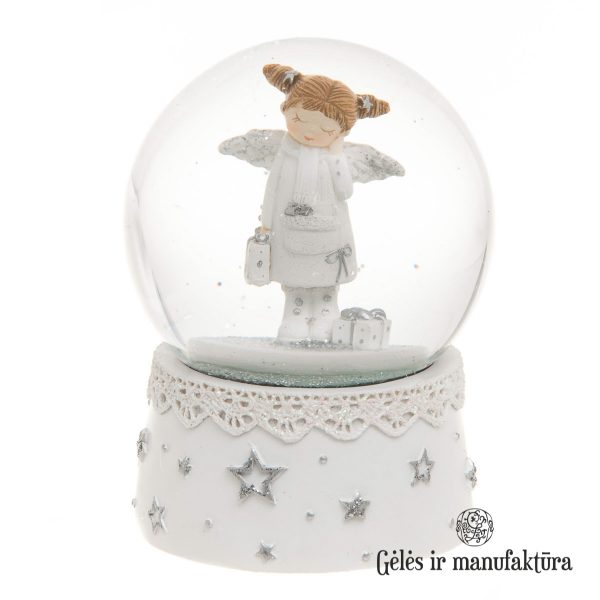 snow globe merry christmas sniego burbulas kaledos TT gėlės ir manufaktūra mergaitė angelas 293637 TT ANGEL GIRL