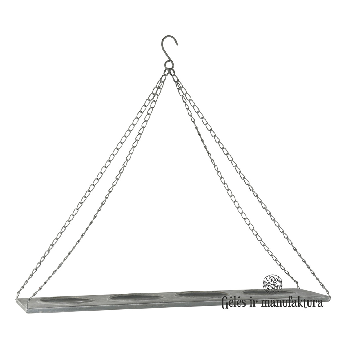 Metalinis pakabinamas keturių vazonų laikiklis kambariniams augalams, ilgis 53cm - Image 3