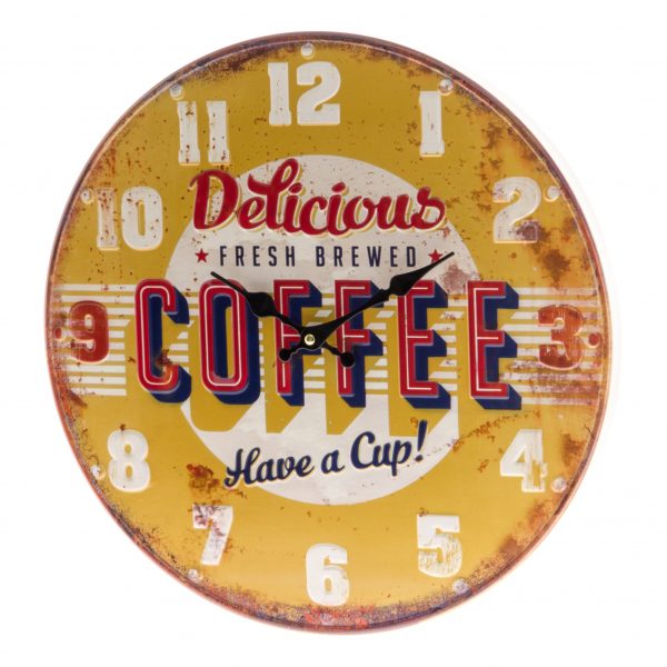 laikrodis coffee clock apvalus kava sieninis gėlės ir manufaktūra TT 273887