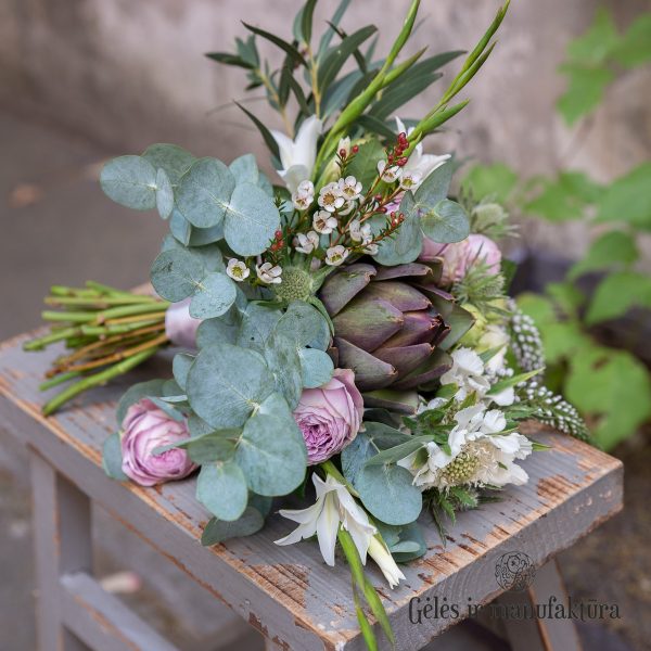cynara artichoke artišokas bridal bouquet nuotakos puokštė geles