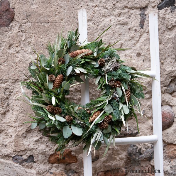 vainikėlis natūralus christmas wreath vainikas olea kalėdos geles ir manufaktura eukaliptas kėnis