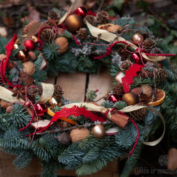 vainikas kalėdinis christmas wreath vainikelis kalėdos geles ir manufaktura rankų darbo natūralus