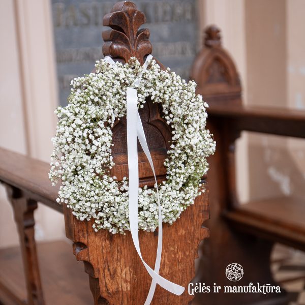 bridal vestuvės wedding baby's breath wreath geles ir manufaktura