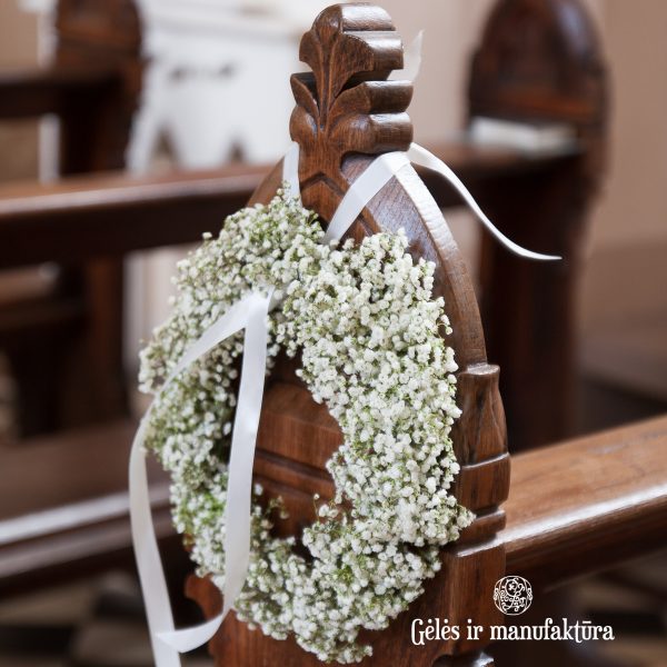 bridal vestuvės wedding baby's breath wreath geles ir manufaktura