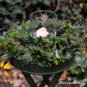 gėlės ir manufaktūra flowershop wreath berries hedera ivy vainikas vainikėlis gebenė cucurbita moliūgai
