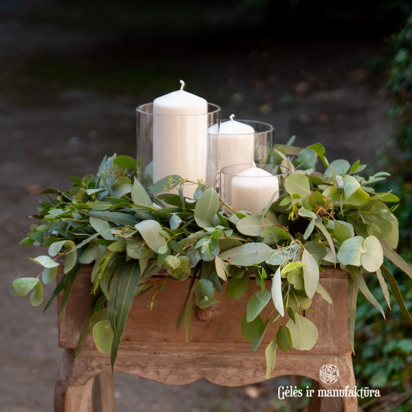 gėlės ir manufaktūra vėlinės vainikas vestuvės wreath eucalyptus vainikėlis