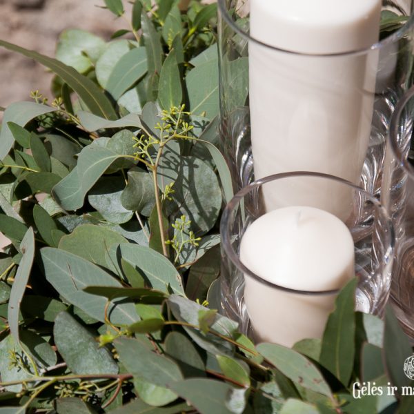gėlės ir manufaktūra vėlinės vainikas vestuvės wreath eucalyptus vainikėlis eukaliptas žvakidės candleholder