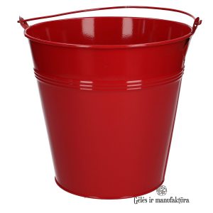 zinc bucket kibiras kibirėlis kibiriukas raudonas red gėlės ir manufaktūra