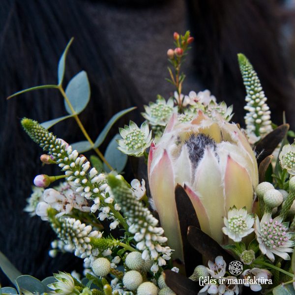 bouquet bridal gėlės ir manufaktūra puokštė nuotakos winter protea