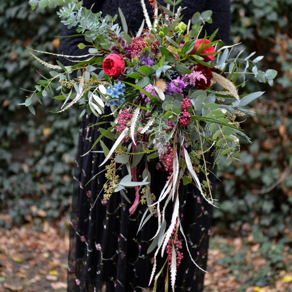 bridal bouquet nuotakos puokštė red natural wedding gėlės ir manufaktūra schinus molle