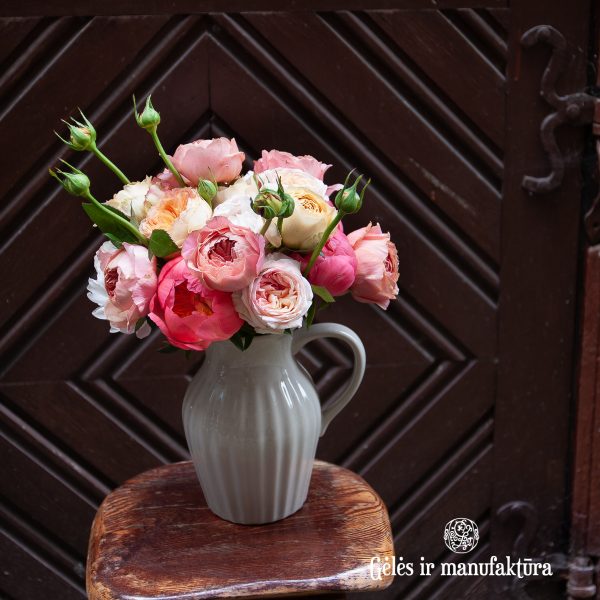 bridal bouquet roses rosa nuotakos puokste gėlės ir manufaktūra
