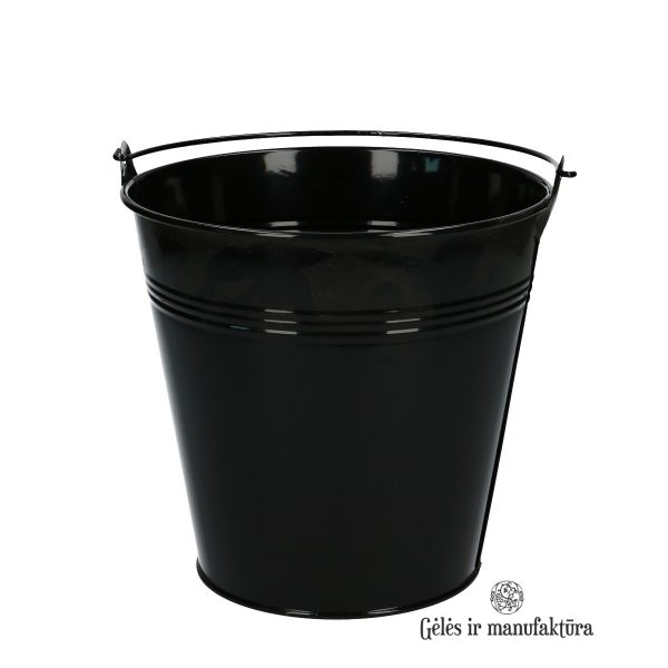 Zinc Bucket vazonas d20x18 cm kibiras kibirėlis black juodas gėlės ir manufaktūra