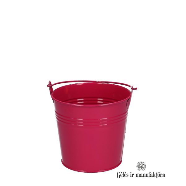 Zinc Bucket vazonas kibiras kibirėlis cerise avietinis ryskiai rožinis gėlės ir manufaktūra