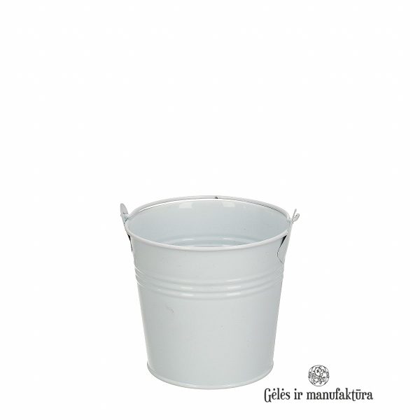 Zinc Bucket d12,5x10,5 cm white kibiras kibirelis gėlės ir manufaktūra