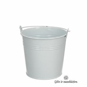Zinc Bucket d12,5x10,5 cm white kibiras kibirelis gėlės ir manufaktūra