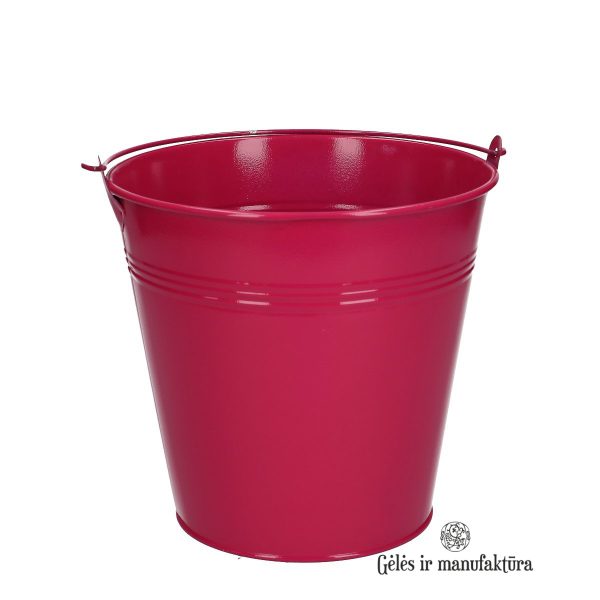 Zinc Bucket vazonas kibiras kibirėlis cerise avietinis ryskiai rožinis gėlės ir manufaktūra