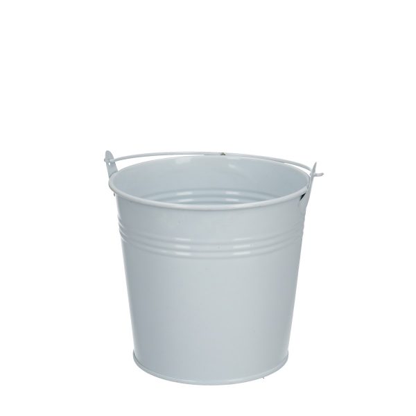 Zinc Bucket d12x11,5cm white kibiras kibirelis geles ir manufaktura