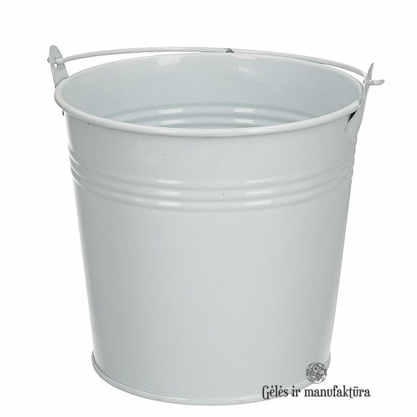 Zinc Bucket d20x18,5cm kibirėlis kibiras white gėlės ir manufaktūra