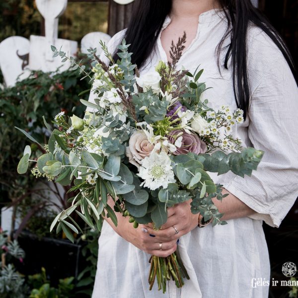 alyvmedis eukaliptas nuotakos puokštė bridal bouquet boho romantic gėlės ir manufaktūra