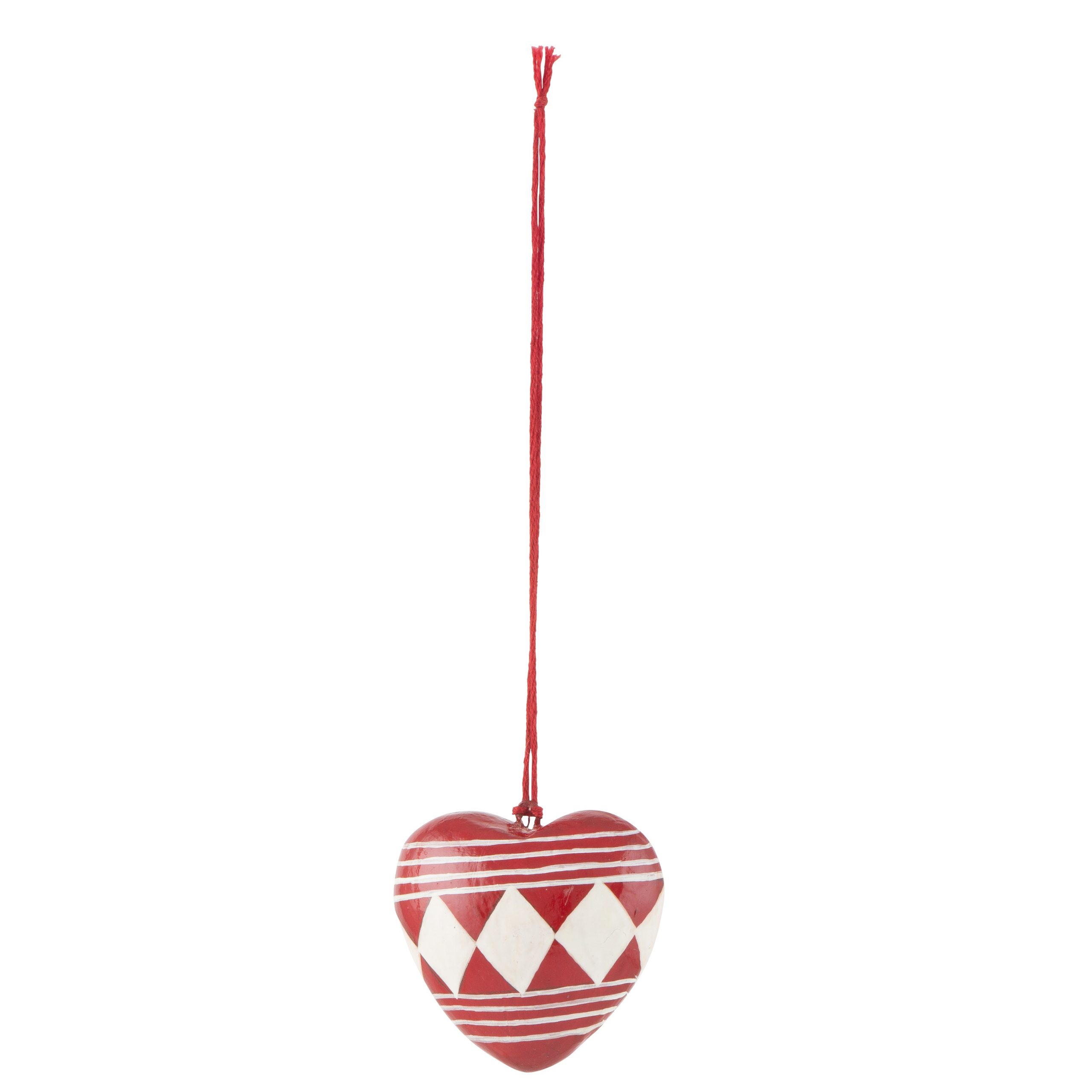 my nostalgic christmas žaisliukai harlequin red papjė mašė eglutės kalėdos raudona širdelė hearts gėlės ir manufaktūra iblaursen papier mache 3920-33