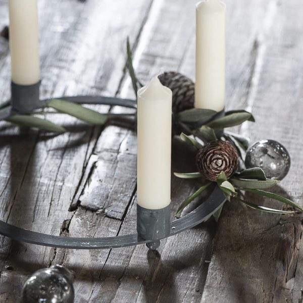 candle holder advent for 4 candles rustic adventinė metalinė žvakidė lankelis žvakes gėlės ir manufaktūra