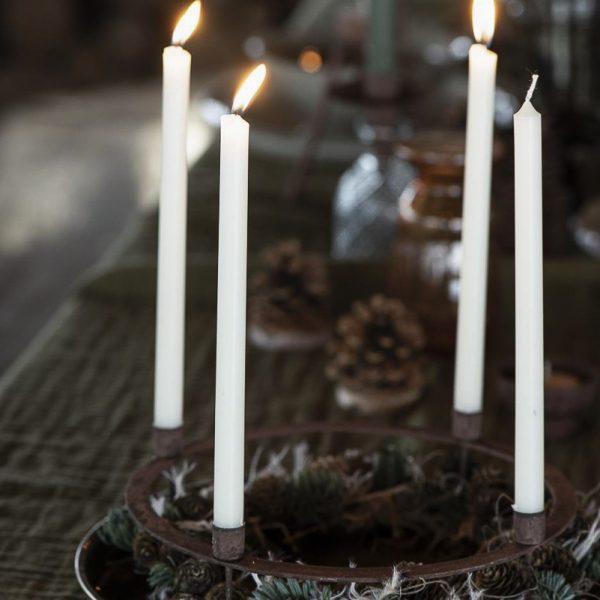 candle holder advent for 4 candles rustic zinc adventinė metalinė surūdyjusi žvakidė lankelis žvakes gėlės ir manufaktūra iblaursen