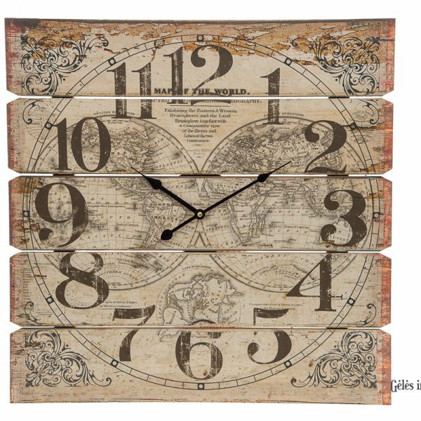 clock wall world map laikrodis pasaulio žemėlapis sendintas zemelapis sendintas rustic gėlės ir manufaktūra 288127 TT