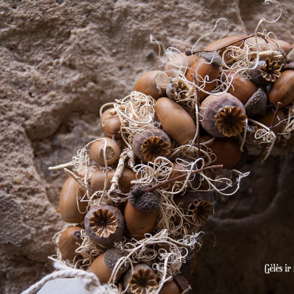 vainikas ąžuolo gilės aguonos rudeninis vainikėlis gėlės ir manufaktūra papaver ruduo fall wreath