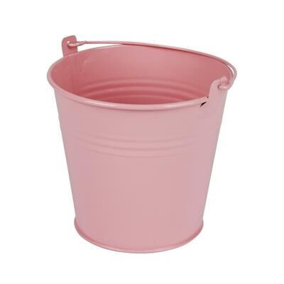 kibirėlis kibiriukas vazonas zinc bucket emmer metalinis rožinis pink glans