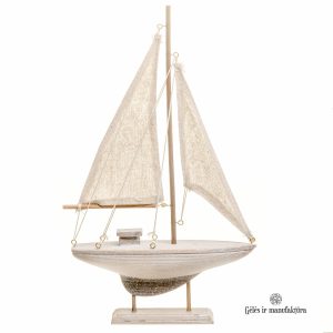laivelis burlaivis medinis dekoratyvinis sail boat sea gėlės ir manufaktūra