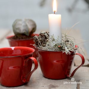 puodelis puodukas emaliuotas emalė enamel cup raudonas red christmas decoration žvakidė candleholder gėlės ir manufaktūra iblaursen 0434-33