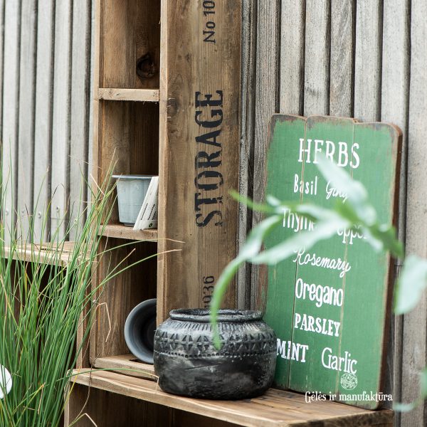 wooden sign medinė lentelė herbs prieskoniai green žalia gėlės ir manufaktūra
