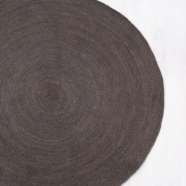 rug jute carpet 150cm round charcoal naturalus kilimas apvalus džiuto juodas anglies TT 606913