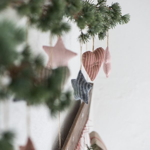 Christmas ornament nostalgic stars hearts tree eglute zaisliukai sirdele žvaigždelė medžiaginė kalėdos Gėlės ir manufaktūra iblaursen
