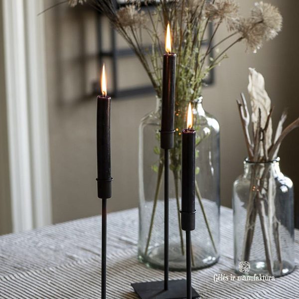 candle rustic black dinner juoda standartinio storio žvakė gėlės ir manufaktūra iblaursen 7218-13