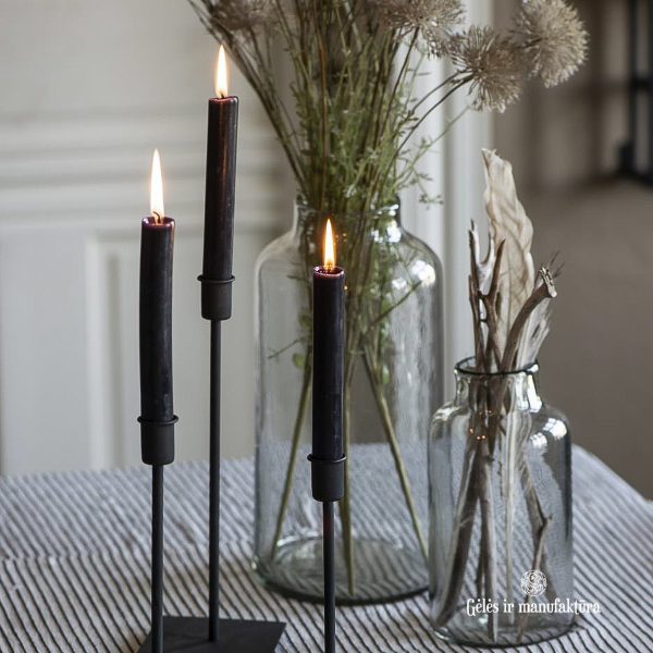 candle rustic black dinner juoda standartinio storio žvakė gėlės ir manufaktūra iblaursen 7218-13