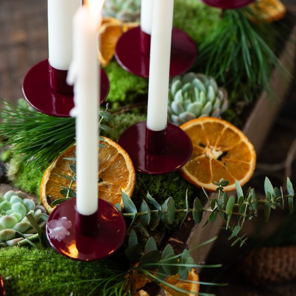 candles holder christmas žvakidė taper laikiklis raudonas kalėdinė metalinė lentelė kaledos kalėdinis gėlės ir manufaktūra iblaursen