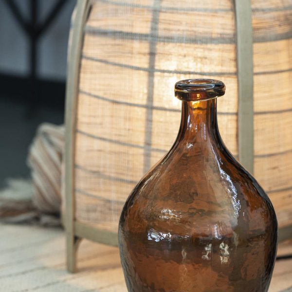 glass balloon bottle butelis vase vazele rudas vintage vaza gėlės ir manufaktūra stiklas sendinta handblown rankų darbo IbLaursen 8702-14 brown