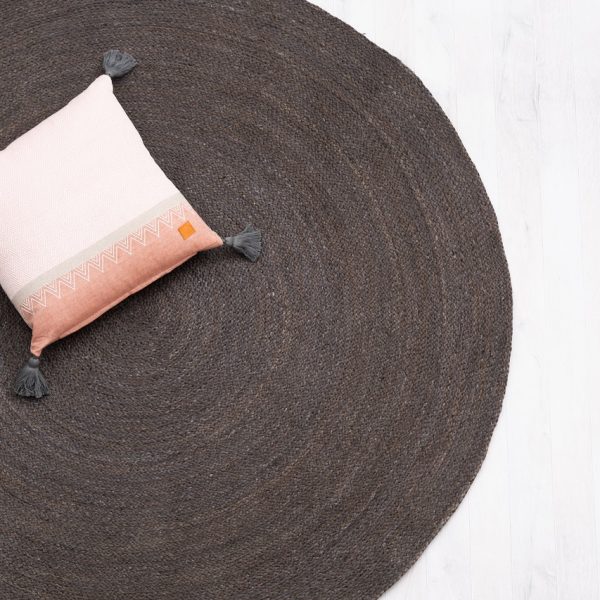 rug jute carpet 150cm round charcoal naturalus kilimas apvalus džiuto juodas anglies TT 606913