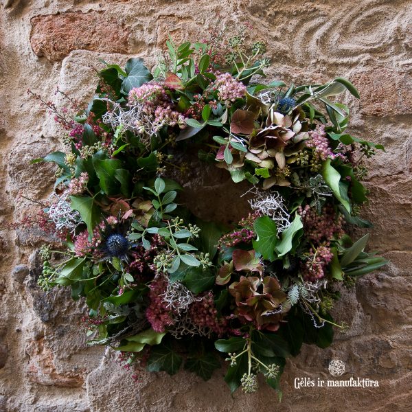 vainikas rudeninis vainikėlis gėlės ir manufaktūra vėlinės ruduo fall wreath hydrangea hortenzija