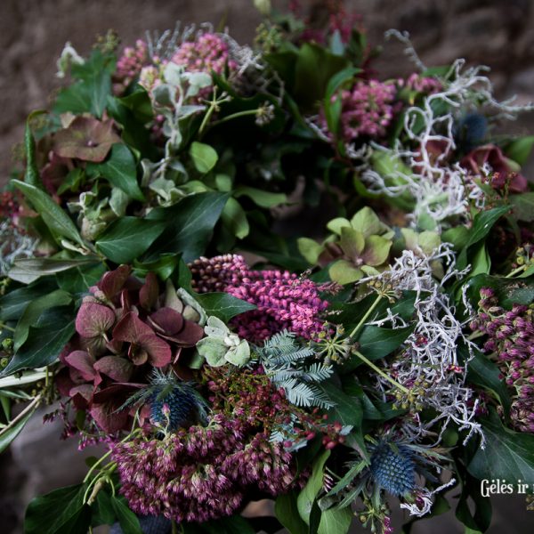 vainikas rudeninis vainikėlis gėlės ir manufaktūra vėlinės ruduo fall wreath hydrangea hortenzija