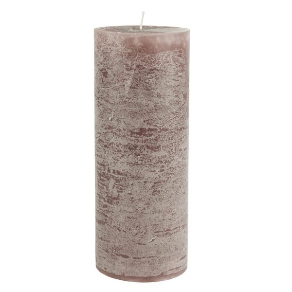 candle rustic malva sendinta rožinė cilindrinė žvakė gėlės ir manufaktūra