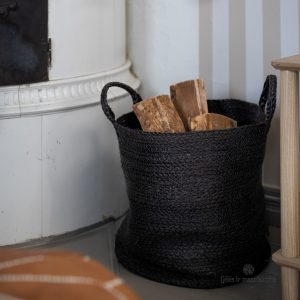 krepšys pintas juodas su rankenomis džiuto jute Fanni K Basket Rauha handles charcoal 3 pcs set 606903 TT