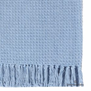 pledas vaflinis vaffle fabric cotton žydras mėlynas medvilninis gėlės ir manufaktūra užtiesalas 301642-B-01 TT FANNI K THROW VILJA blue blanket austas