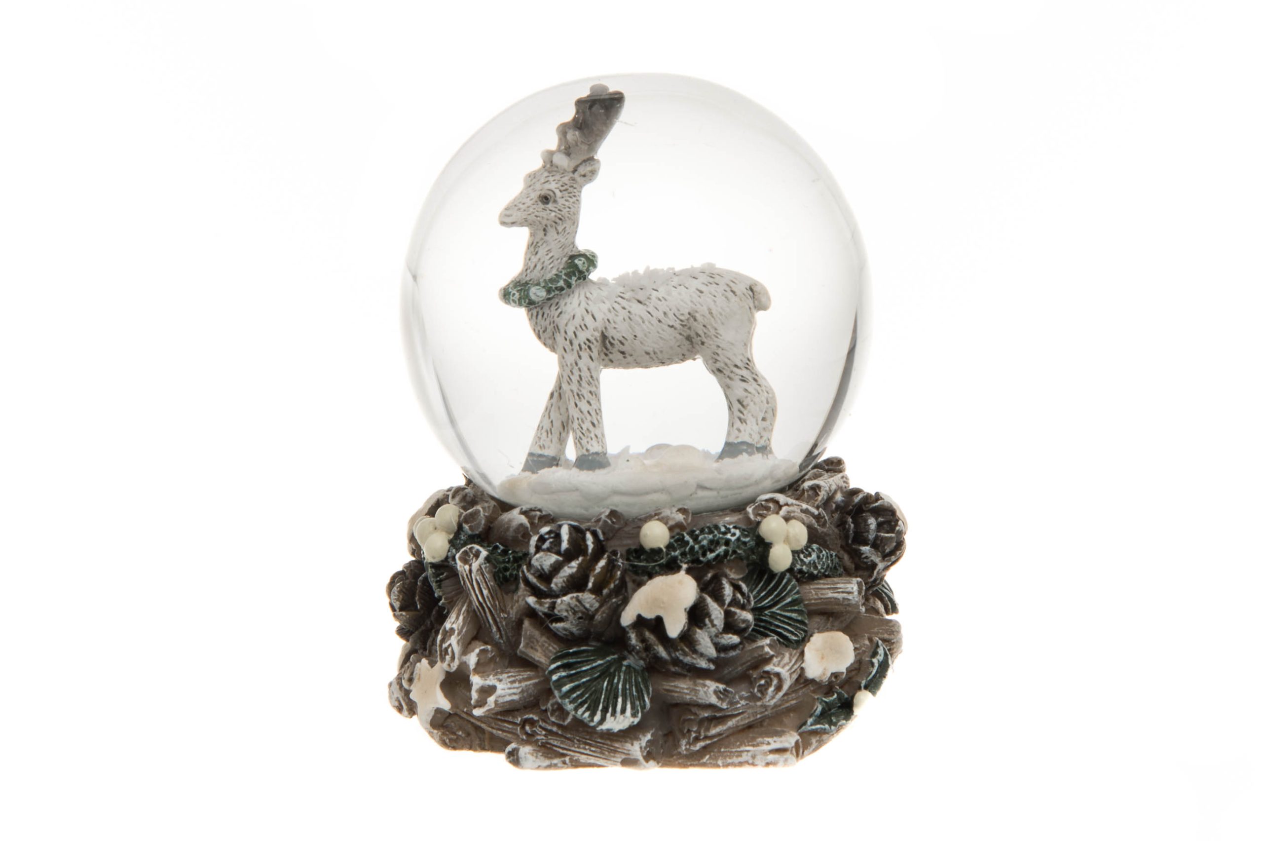 snow globe christmas sniego burbulas kaledos gėlės ir manufaktūra pelėda elnias 293624 TT mini miško gyvūnai