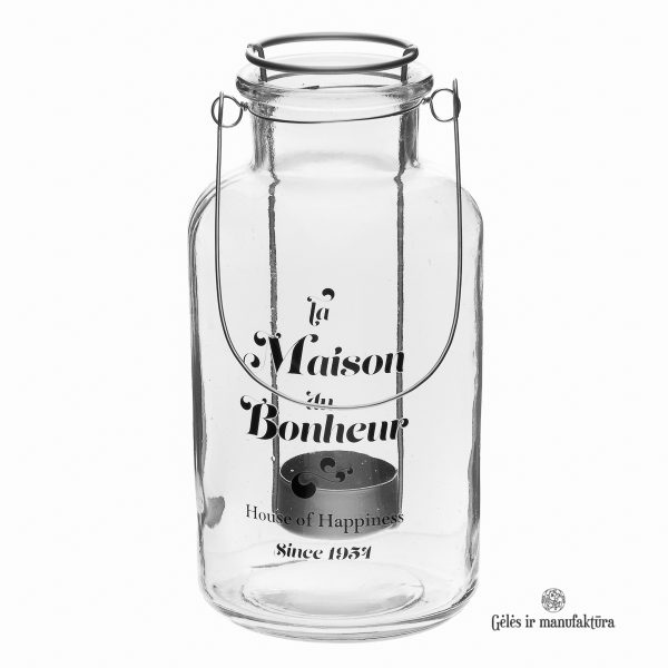 žvakidė stiklinė lantern glass gėlės ir manufaktūra 289879 TT candle holder_
