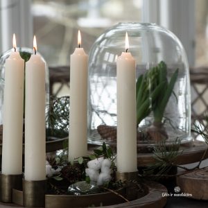 candle dinner white balta kreminė cream rustic žvakė standartinio storio žvakė gėlės ir manufaktūra iblaursen 7218-12