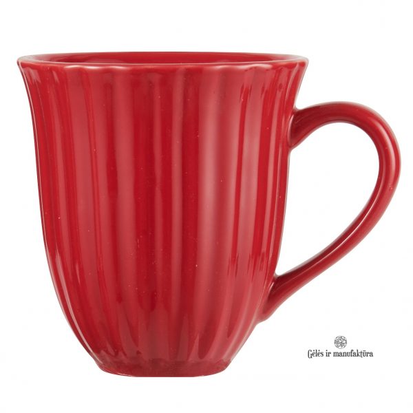 mug puodelis mynte strawberry red raudonas raudonos spalvos keramikinis su grioveliais with grooves gėlės ir manufaktūra iblaursen 2088-33