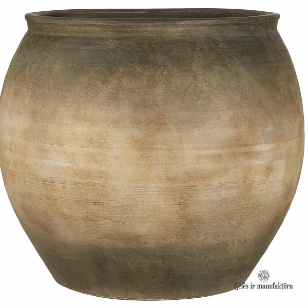 vazonas pot nubbly surface handmade rudas sendintas keramikinis keramika glass balloon stiklo butelis gėlės ir manufaktūra iblaursen 3620-45
